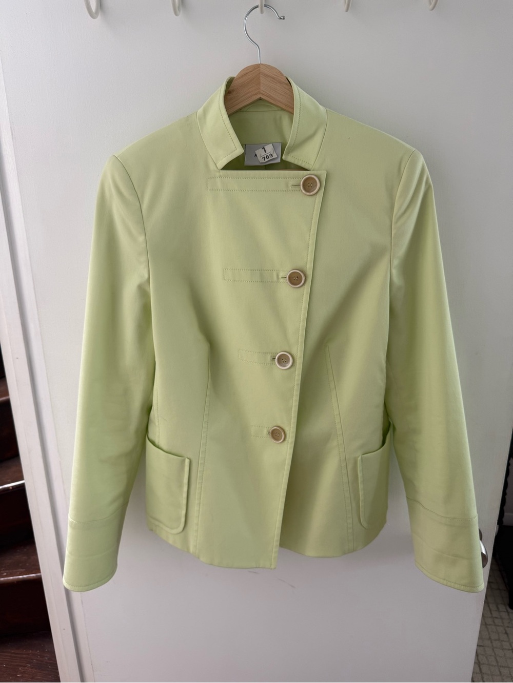 Akris Punto Women's Light Green Asymmetric Button Jacket